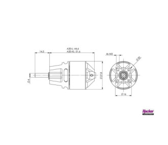 Hacke A20-12 XL-LN EVO brushless motor (90g, 1039kv,300W)