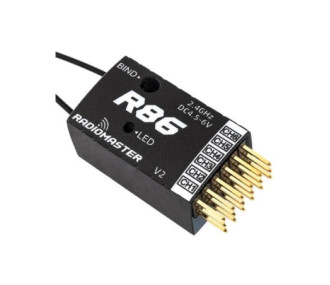 R86 6-channel PWM / 8-channel SBUS receiver compatible with Frsky D8 / D16 and Futaba SFHSS