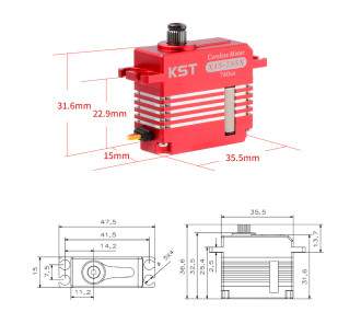 Servo digital KST X15-755x (40g, 10,2Kg/cm , 0,04s/60°)