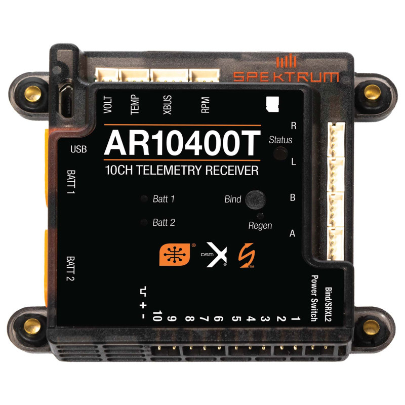 Spektrum AR10400T DSMX 10-channel PowerSafe receiver, Telemetry