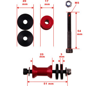 Colonna motore 25 mm regolabile 50-70 cm³m M5 4 pezzi