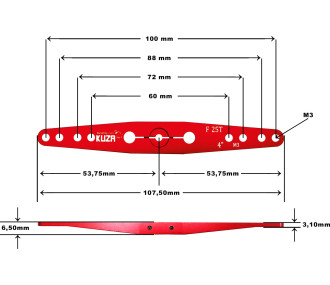 2 arms 25T 100/88/72/ 60mm 4" M3 Aluminium