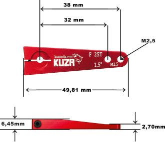 Pallonier 1 bras 25T 38/32mm 1.5" M2,5  Aluminium