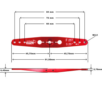 Barra divaricatrice a 2 bracci Kuza 25T 84/72/60mm 3,25" M2,5mm Alluminio