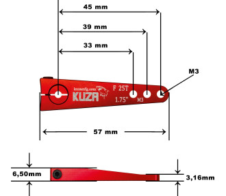 1 Arm Pallonier25T 45/39/33mm 1.75" M3 Aluminium