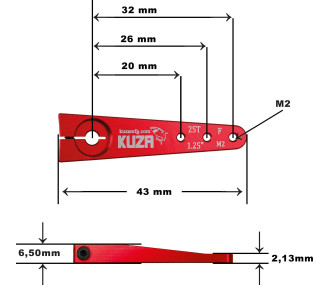 1-Arm 25T 32/26/20mm 1.25" M2 Aluminium