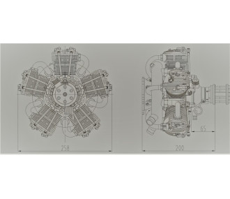 Gasoline engine 4-stroke GF150 R5 150cc radial 5 cylinders - NGH