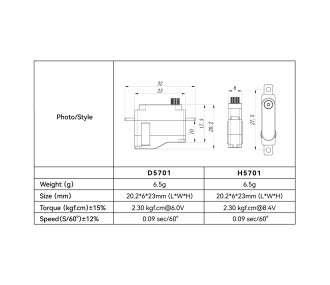 H5701 Xact STD 8,4V 4,8 kg Servo senza nucleo