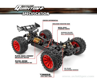 QUANTUM+ XT FLUX 4X4 1/10 ARGENTO ROSSO