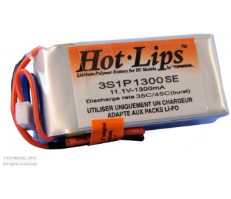 HOT LIPS 11.1V 1300mAh 3S1P XT60 LiPo PACK