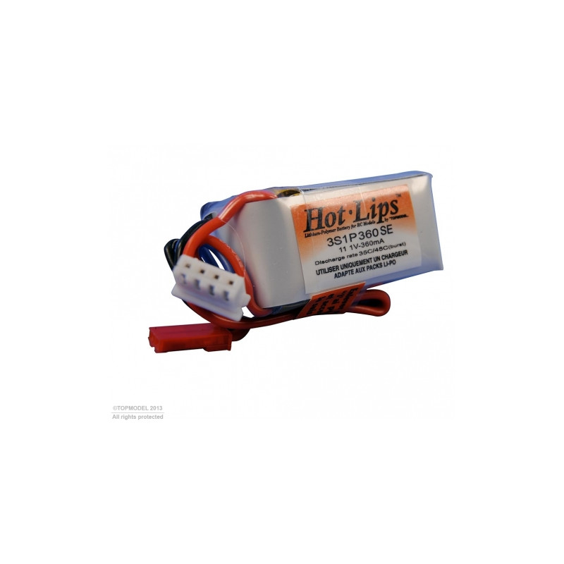 HOT LIPS 11.1V 360mAh 3S1P JST LiPo PACK