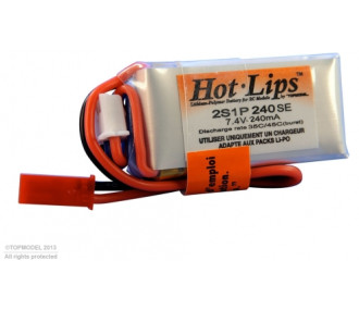 HOT LIPS 7.4V 240mAh 2S1P JST LiPo PACK