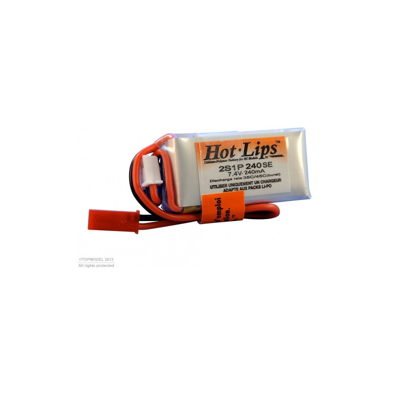 HOT LIPS 7.4V 240mAh 2S1P JST LiPo PACK