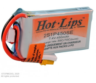 HOT LIPS 7.4V 450mAh 2S1P XT30 LiPo PACK