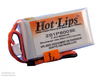 HOT LIPS 7.4V 600mAh 2S1P XT60 LiPo PACK