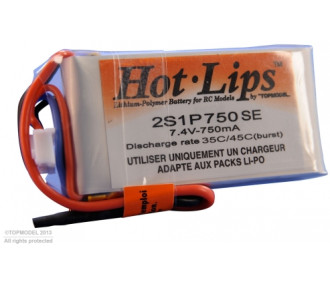 HOT LIPS 7.4V 750mAh 2S1P XT60 LiPo PACK