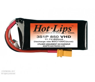 HOT LIPS VHD 11.1V 850mAh 3S1P XT60 LiPo PACK