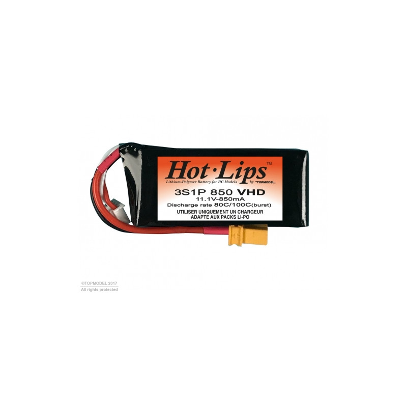 HOT LIPS VHD 11.1V 850mAh 3S1P XT60 LiPo PACK