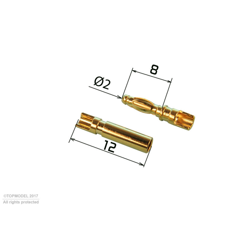 Enchufe PK 2 mm CORTO 2 pares