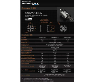 Moteur Dualsky XM3045EG-12  (120g, 820kV, 799W)