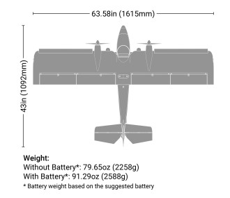 Twin Timber 1,6 m BNF Basic con AS3X e SAFE Select