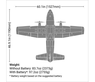 EC-1500 Twin 1,5 m BNF Basic con AS3X e SAFE Select