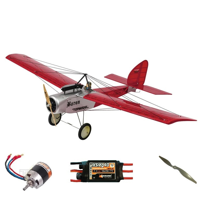 Pack Avion Ecotop Baron Rouge ARF env.1.57m avec motorisation - FLASH RC