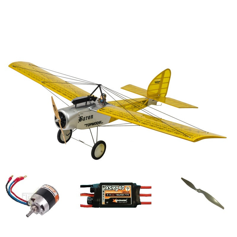 Pacchetto aereo Ecotop Baron Yellow ARF circa 1,57 m con motorizzazione