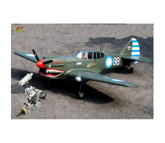 Velivolo VQ Modello P-40 Kitty Hawk 1,57 m + motore a metanolo a 4 tempi Saito FA-62B