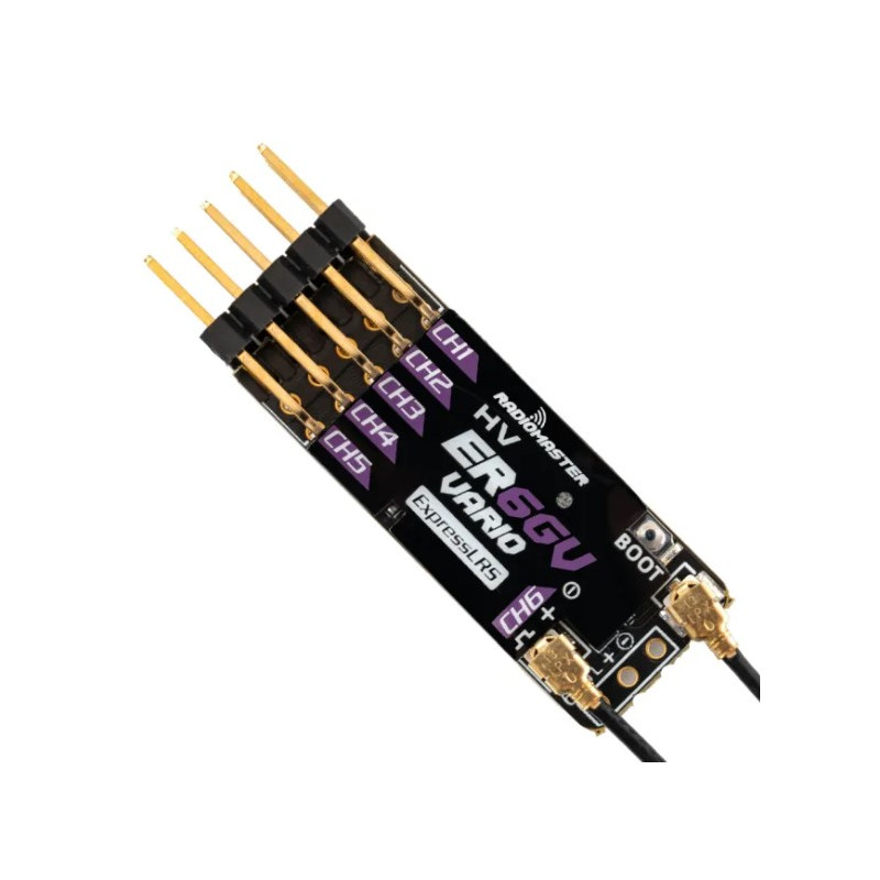 RadioMaster Récepteur 6 canaux ER6GV 2,4 GHz PWM ExpressLRS avec capteur Vario