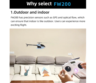 FLY WING Helicóptero FW200 RC GPS/TOF H1 - Azul PNP