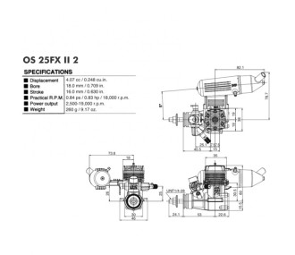 Moteur methanol OS MAX 25 FX II 4cc 2 temps