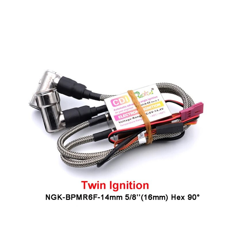 Twin cylinder ignition for NGK-BPMR6F-14mm 90° spark plug RCEXL