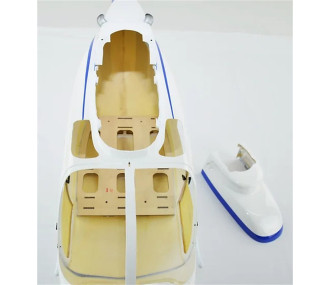 Fuselage Helicoptere - taille 700 - Bell 206 Blanc et Bleu