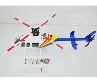 Fuselage Helicoptere 470 size BELL 407 Bleu et Blanc version KIT