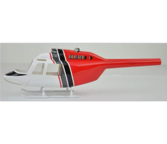 Fuselage Helicoptere Taille 450 Bell 206 Rouge Blanc Noir