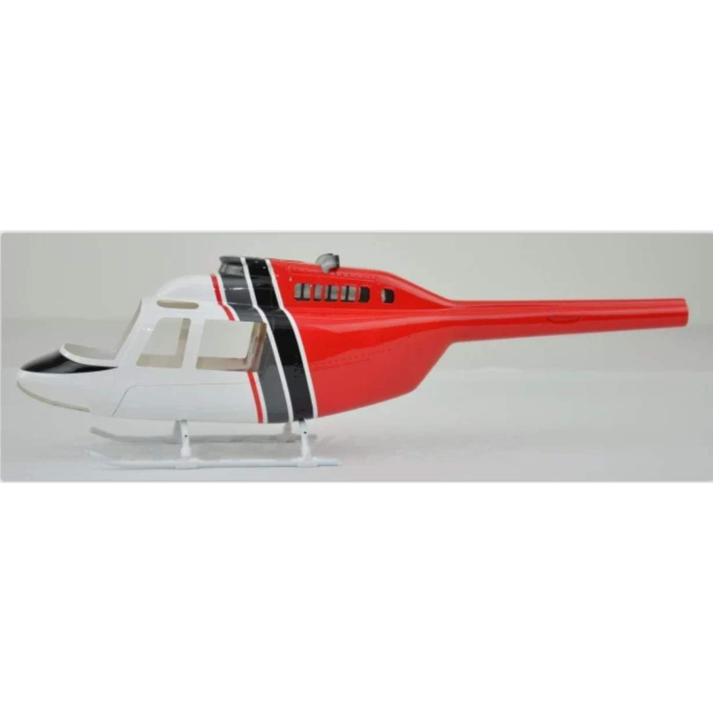 Fuselage Helicoptere Taille 450 Bell 206 Rouge Blanc Noir
