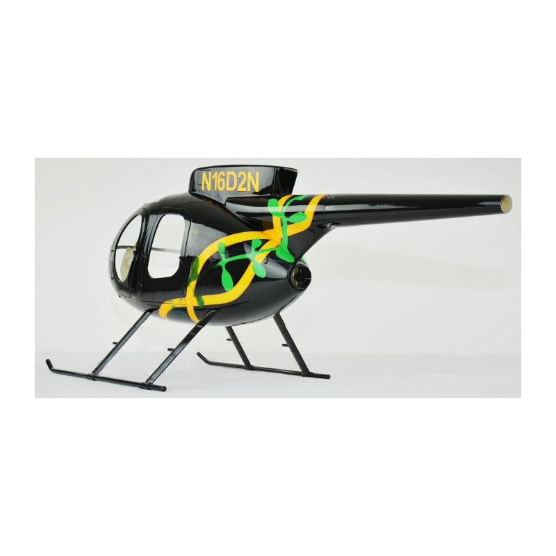 Fuselage Helicoptere Classe 700 - MD500E Vert Jaune Noir