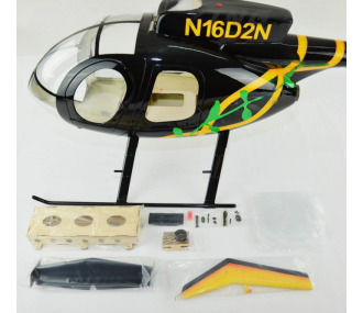 Fuselage Helicoptere Classe 700 - MD500E Vert Jaune Noir