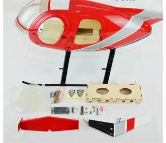 Fuselage Helicoptere Classe 700 - MD500E peinture police rouge