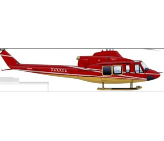 Fuselage Helicoptere classe 600 - Bell 212 rouge et jaune