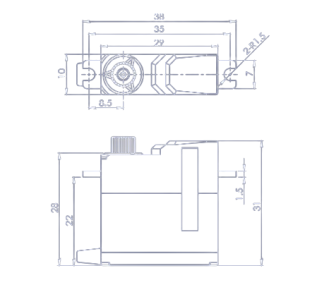 Blue Bird Servo BMS-M57H HV 10.6Kg.cm 0.09s 22.0g 10mm