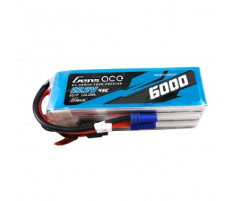 Gens ace lipo 6S 22.2V 6000mAh 45C battery EC5 plug