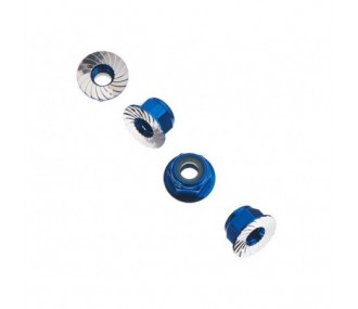 AXIAL AXA1046 Tuerca de rueda M4 dentada azul (4)