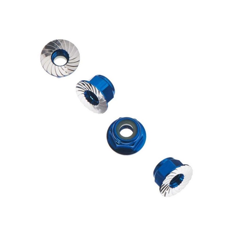 AXIAL AXA1046 Tuerca de rueda M4 dentada azul (4)