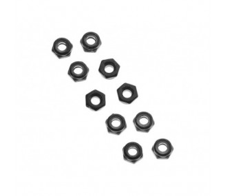 AXIAL AXA1052 Thin Nylon Locking Hex Nut M3 Black (10)