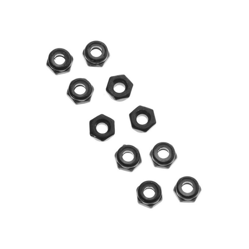 AXIAL AXA1052 Tuerca hexagonal fina de nylon M3 negra (10)