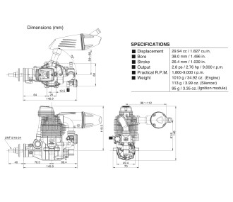 Motore a benzina 4T OS GF 30 con silenziatore
