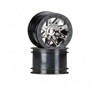 AXIAL AX08137 2.2 Rebel Wheels 41mm Wide Chrm/Blk (2)