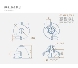 DUALSKY Type Z Cone ø 30mm, motor shaft 3,175mm for folding propellers FPS_30Z.32